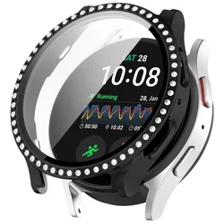 Elegant Diamond Bling Case with Tempered Glass Screen Protector for Watch 5-4 40mm (Black)