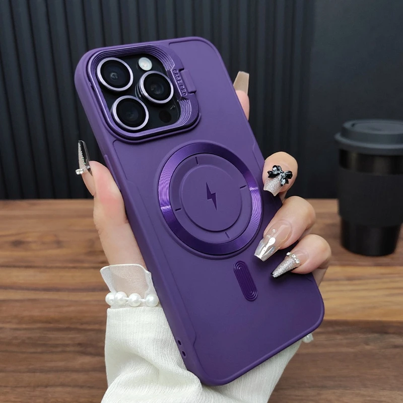 Magnetic Wireless Charging Kickstand Phone Case with Shockproof Bumper Cover