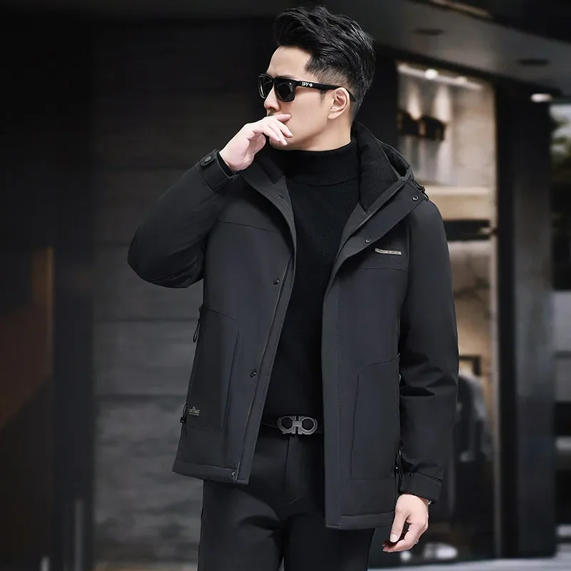 thumbnail image 1 of Chaqueta corta de plumón con relleno de plumón de pato, ropa de diseñador para hombre, chaquetas para hombre, ropa de manga larga para hombre, abrigo frío para hombre para invierno, 1 of 5