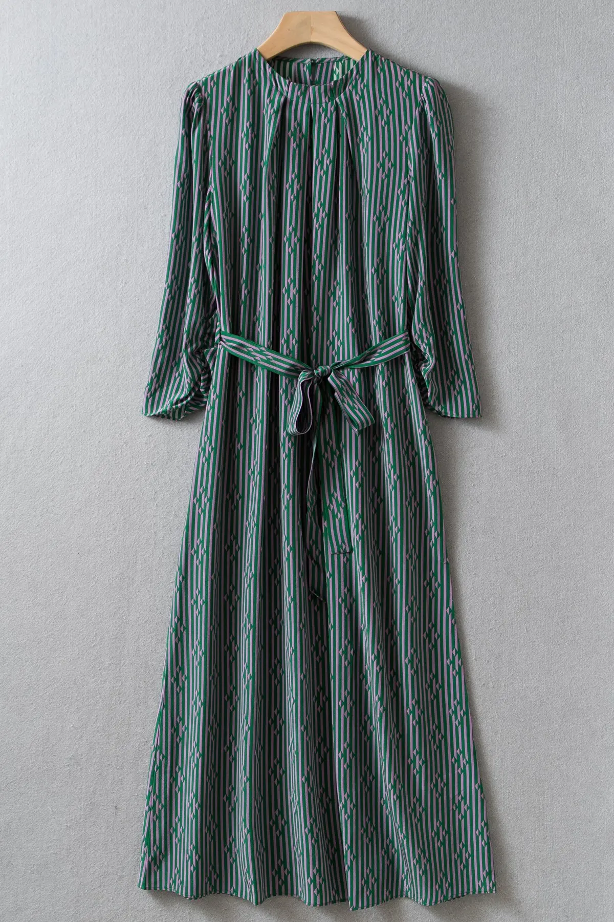 

New Autumn Collections Silk Stripped Printed Sleeves Midi Shirt Dress UK 8-UK 16