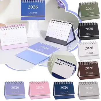 2026 Mini calendario da tavolo Mini calendario da tavolo inglese in stile semplice Display da tavolo Decorazione portatile Diario fatto a mano