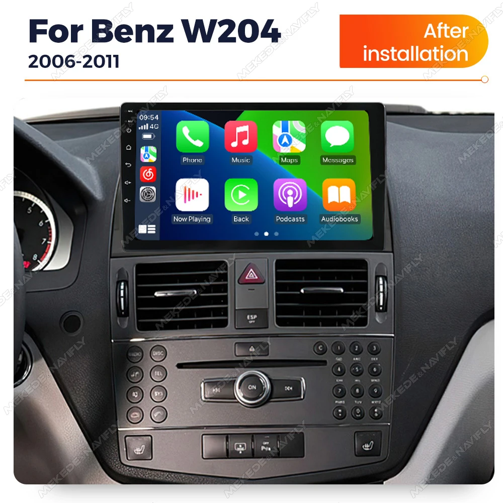 9 Inch Android 14 Intelligent Car Radio System For Mercedes Benz C Class W204 S204 2006-2011 CarPlay Auto Multimedia Player GPS