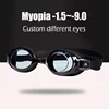 0 To -9.0 Adult Myopia Swim Eyewear Silicone Waterproof Anti Fog Diopter Swimming Goggles Custom Different Left Right Eye Degree 1