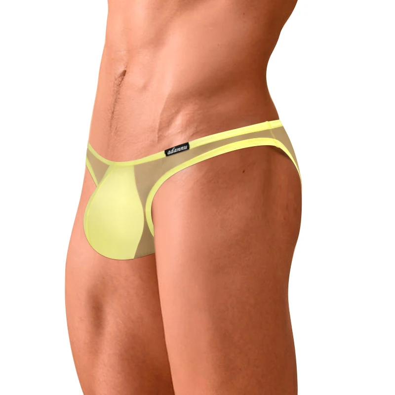 Men Transparent Mesh Slip Bikini Underwear Large Pouch U Raised Ultra-thin Briefs