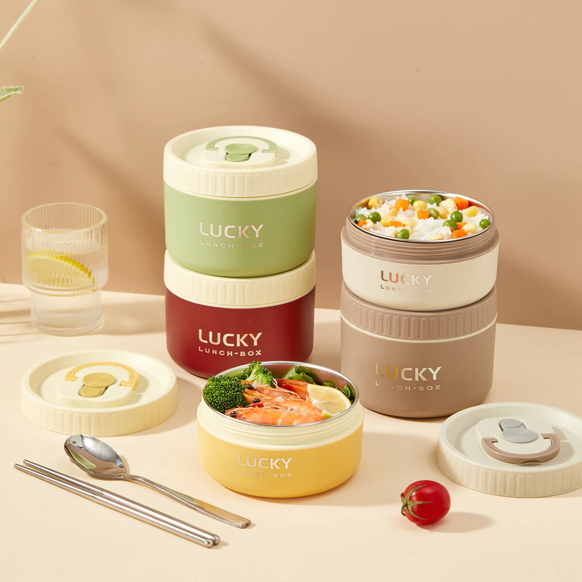 WORTHBUY Premium Insulated Stainless Steel Lunch Container - Leak-Proof & Microwave Safe Bento Box