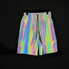Fashion Holographic Men's Black Reflective Rave Rainbow Shorts Festival Party Psychedelic Shorts 2
