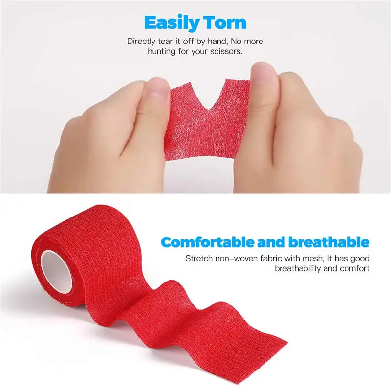 Self Adhesive Bandages Sports Tape Nonwoven Waterproof Wrist Ankle Finger Protection Tattoo Bandage Width 2.5-10cm 3-12 Rolls