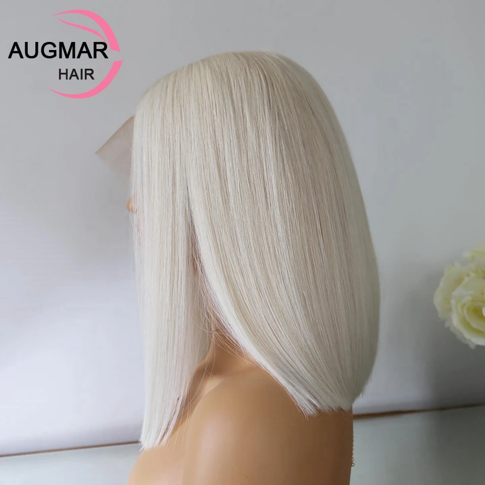 13x4 360 Platinum Blonde Bob Straight Lace Front Wigs Human Hair 200 Density 13x6 HD Lace Frontal Wig Short White Wigs For Women