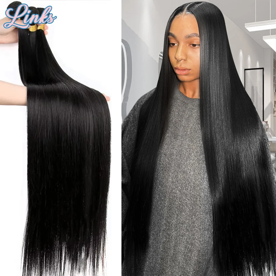 Links 30 40 Inch Bone Straight Bundles Human Hair Weave Bundles 1/3/4 PCS Human Hair Brazilian Remy Extensions