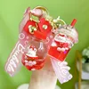 Liquid Oil Luminous Ice Cube Shape Keychain Cute Floating Quicksand Rabbit Keyring Women Girl Bag Pendant Key Chain Gifts 1
