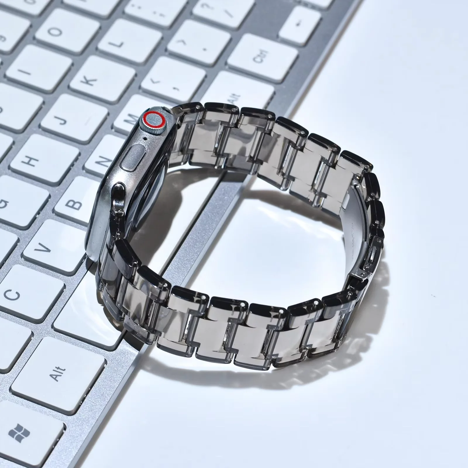 Rainbow Clear Resin Lightweight Wristband Strap Bracelet