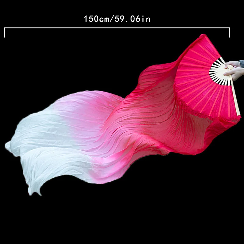 150Cm Length Gradient Silk Fan Stage Performance Square Dance Props Children Adult Silk Belly Dance Fan silk fan