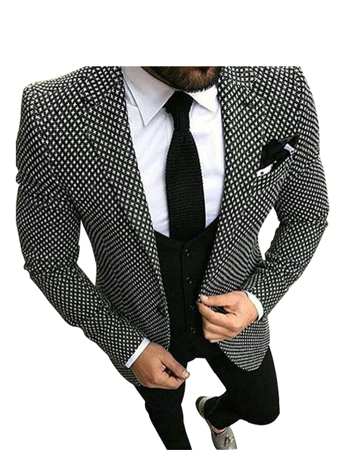 Men's Suit Plaid Notch Lapel(Jacket+Vest+Pants)