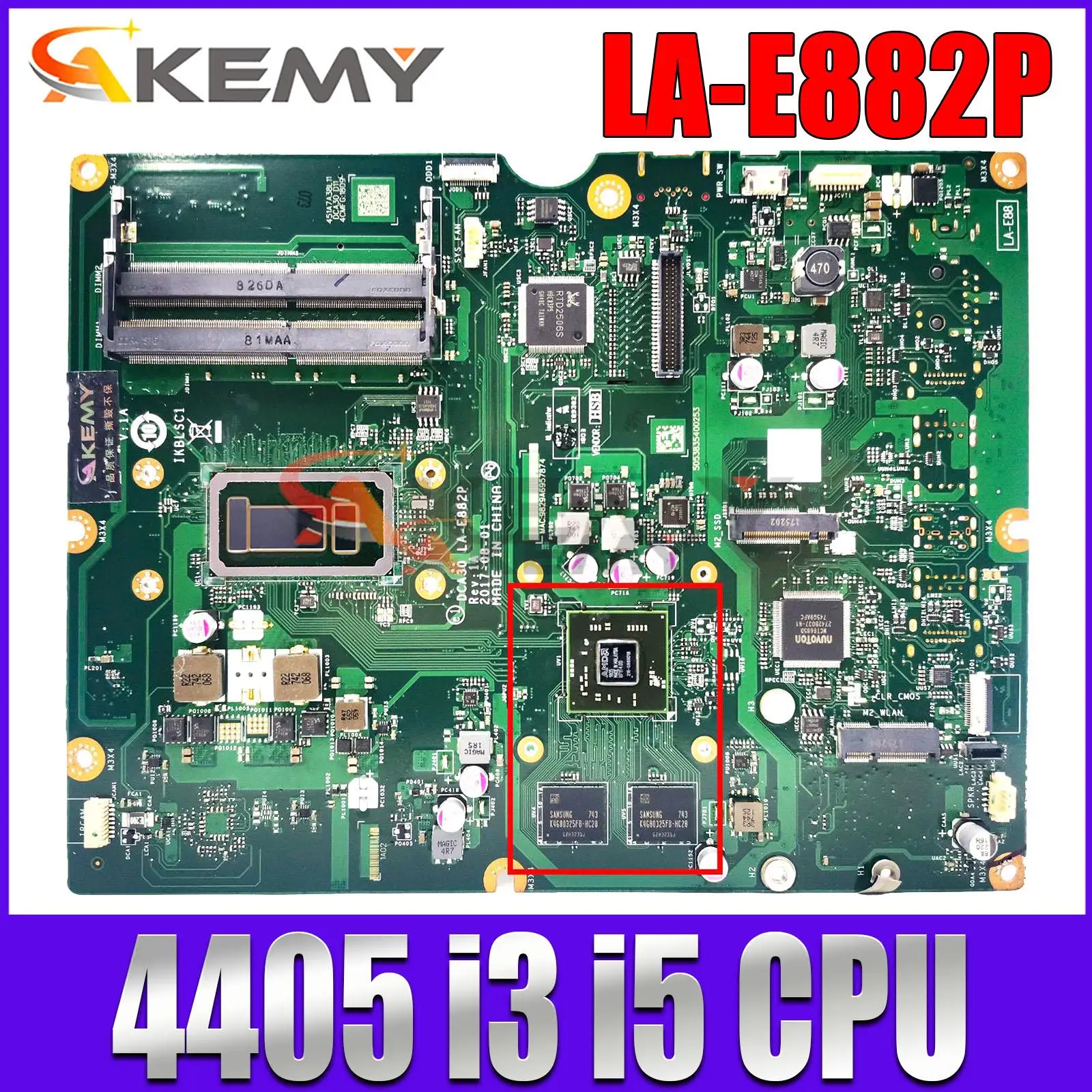 

LA-E882P for Lenovo AIO 520-22IKU 520-24IKU All-in-One motherboard Mainboard with 4405U 4415U I3 I5 CPU DDR4 V2G GPU