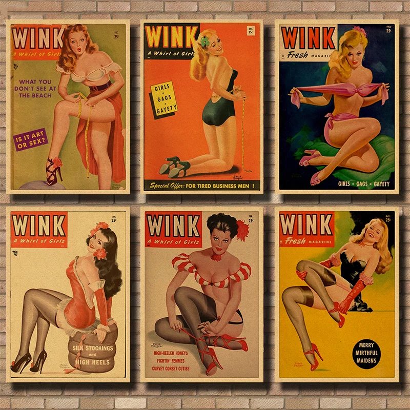 La Seconda Guerra Mondiale Sexy Pin Up Girl Retro Poster Carta Kraft Sexy Lady Art Poster E Wall Sticker Regalo