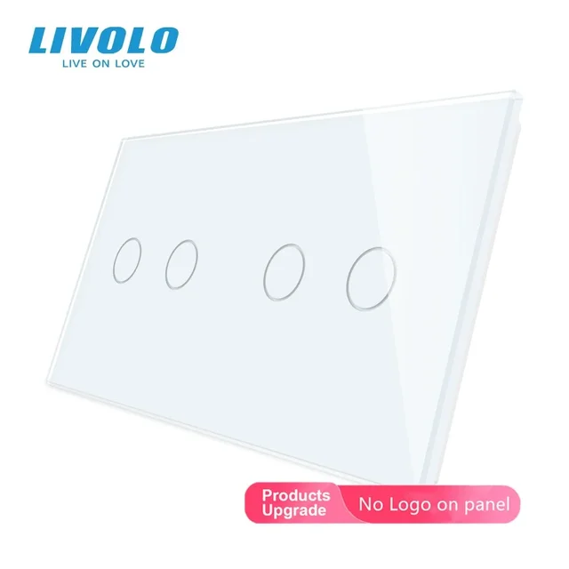Livolo Luxury 4 สีแก้วคริสตัลมุก,151 มม.* 80 มม.,มาตรฐาน EU, แผงกระจกคู่ VL-C7-C2/C2-11 (4 สี), โลโก้/ไม่มีโลโก้ 1