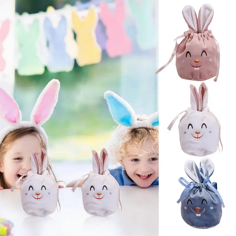 

Easter Bunny Bags 20pcs Cartoon Rabbit Ears Bags Dropshipping Rabbit Chocolate Candy Bags Wedding Birthday Party Decoration