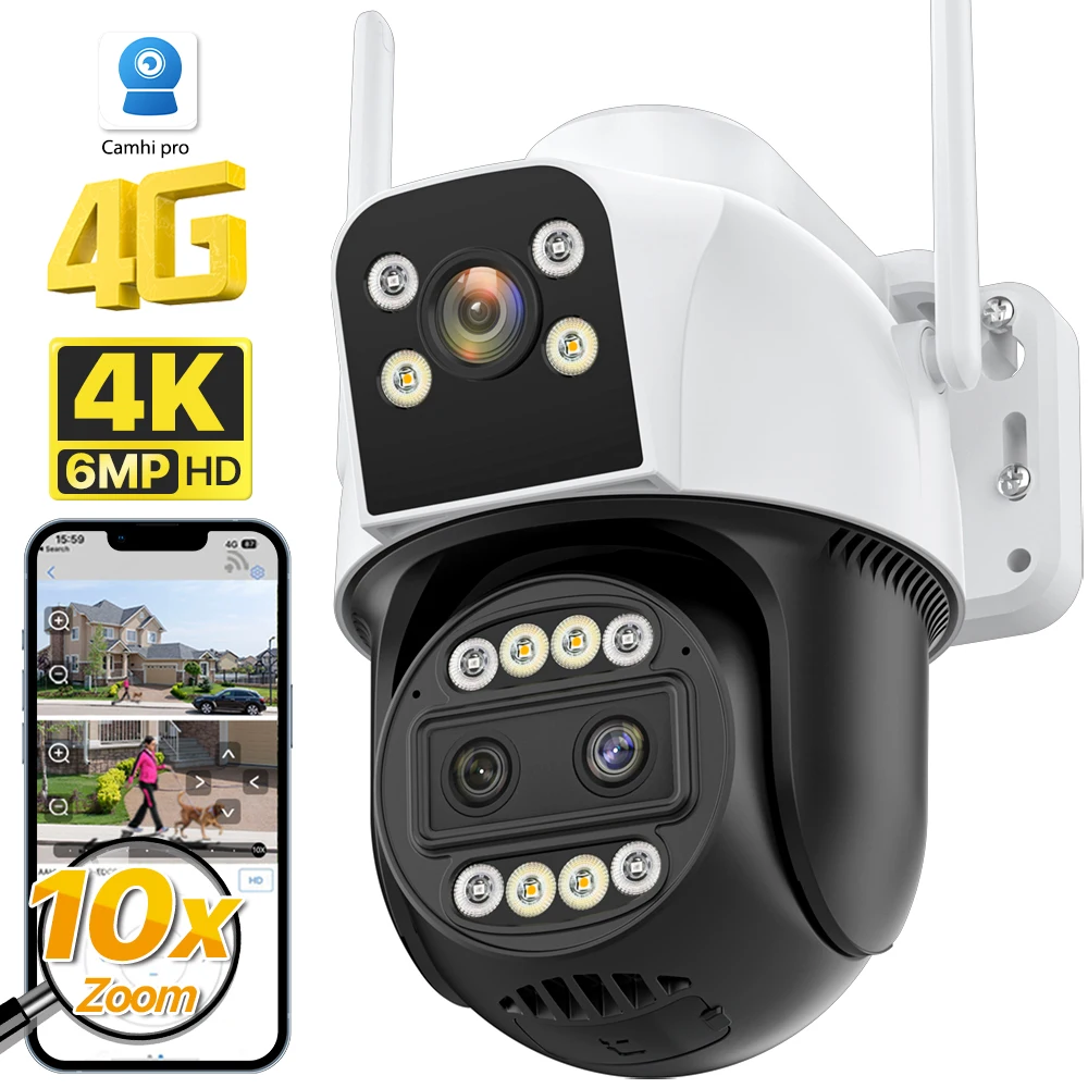 4GSIMCardIPCamera6MP4KHDThreeLens10XZoomWIFIPTZCamera