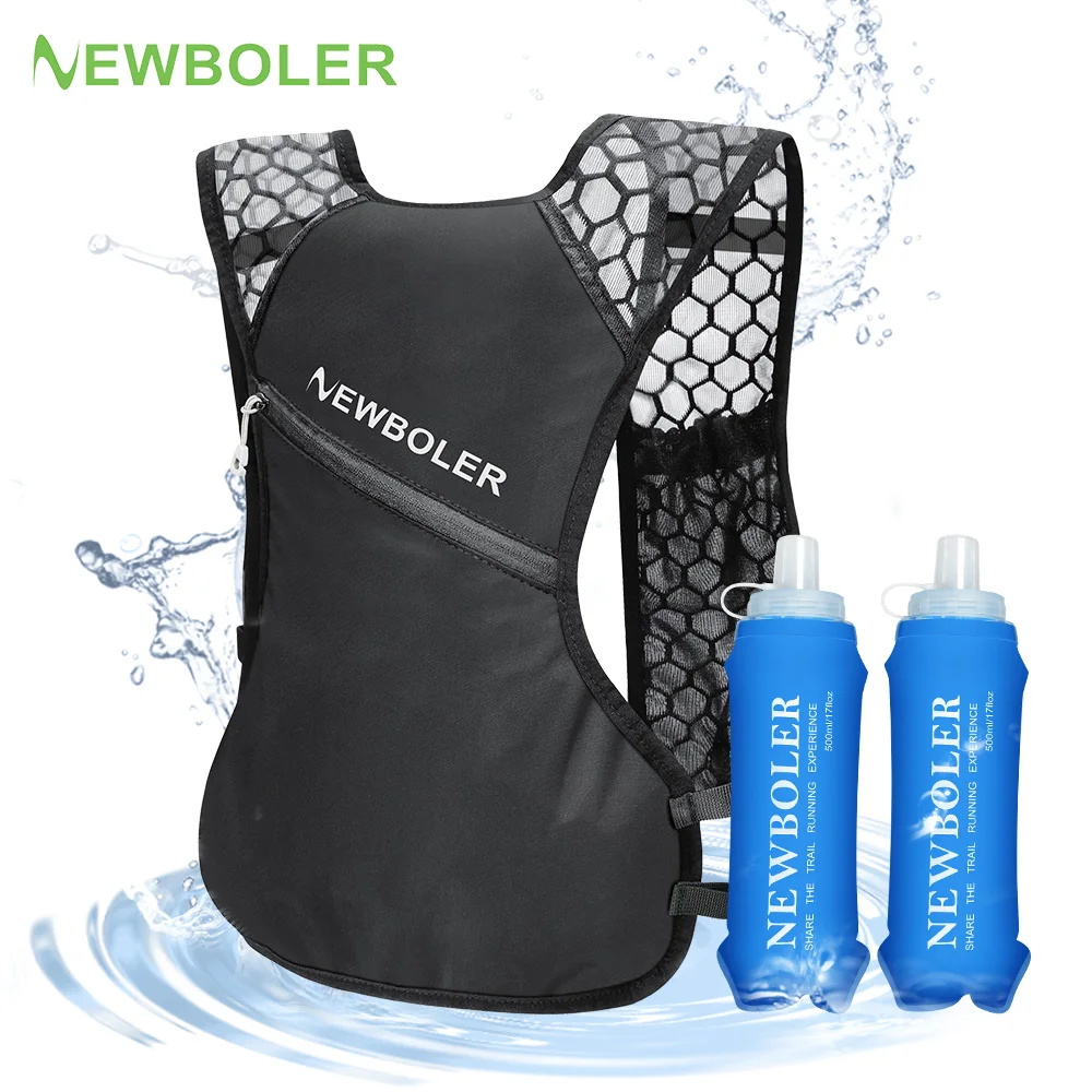 NEWBOLER 통기성 수화 조끼 트레일 러닝 배낭 경량 런 마라톤 배낭 라이딩 자전거 등산 가방
