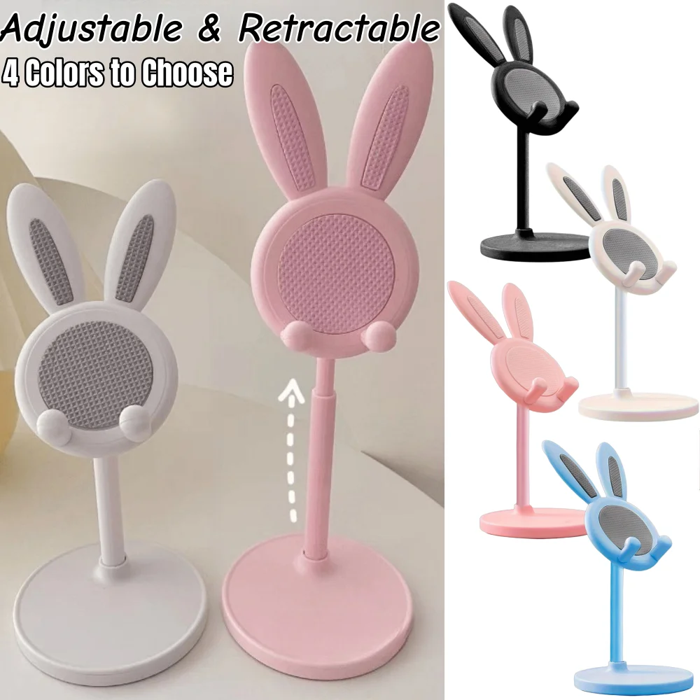 Support de téléphone réglable en forme d'oreille de lapin, 1/2 pièces, support universel pour tablette, organisateur rétractable de bureau pour la décoration de la maison et du bureau