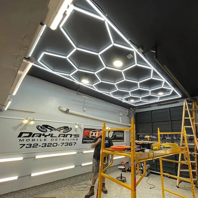 Éclairage LED de garage hexagonal, 3.6x6m, éclairage pour atelier