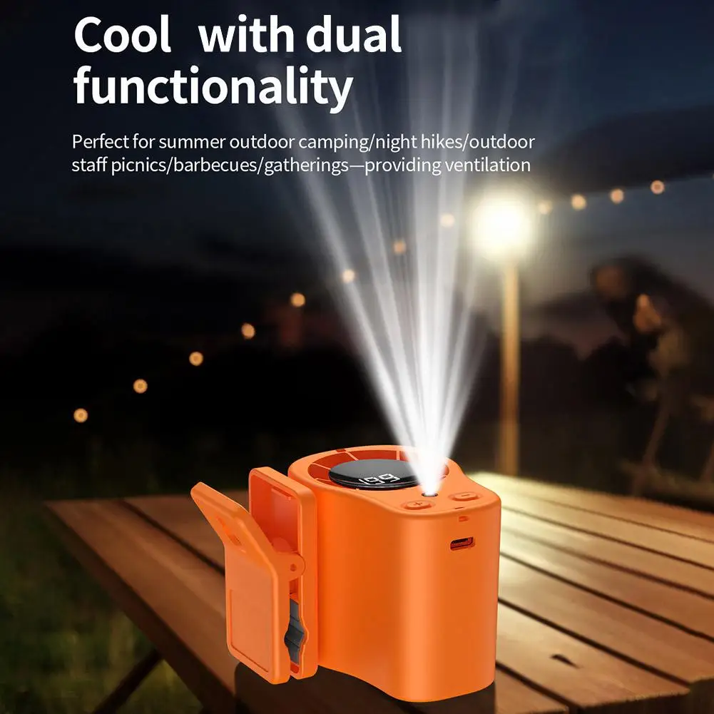 Portable USB Rechargeable Clip-On Fan with LED Display and 360° Rotation