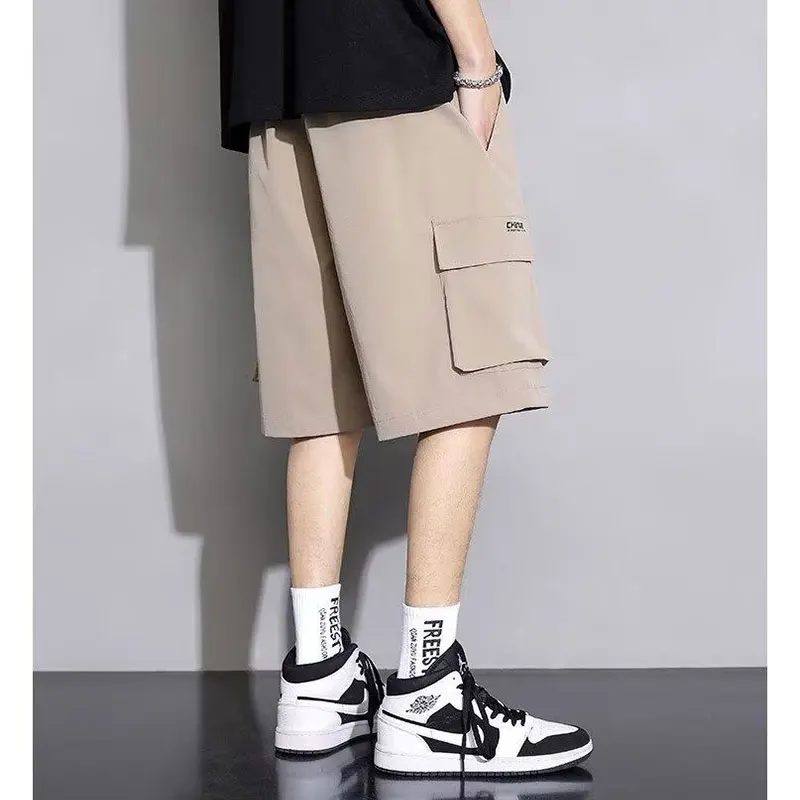 2024 Elegant Fashion Harajuku Slim Fit Ropa Hombre Loose All Match Casual Shorts Solid Pockets Thin Style Sport Work Shorts