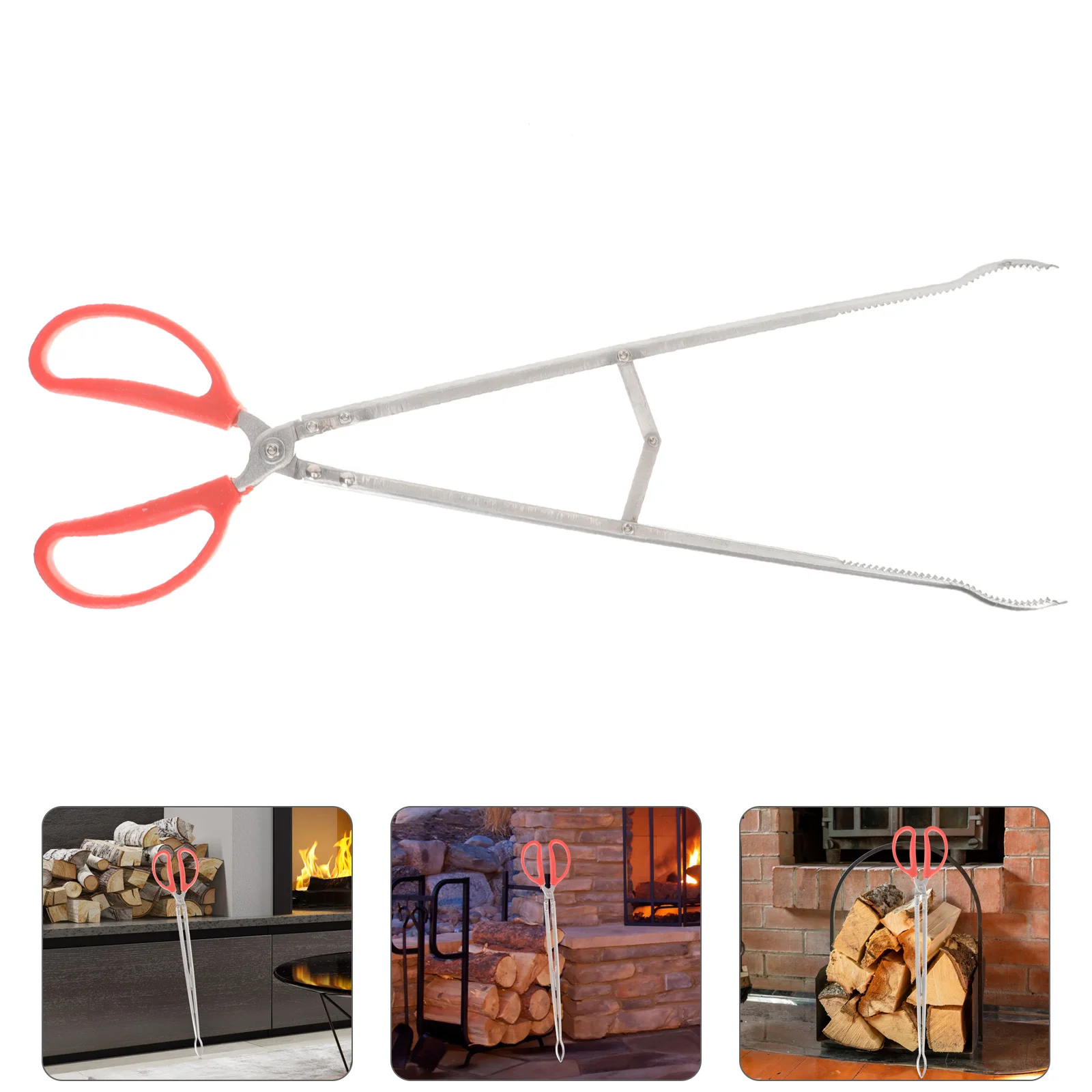 

Firewood Tongs Log Stainless Steel Garbage Clip Fireplace Long Handle Camping Use Pit Tools Heavy-duty