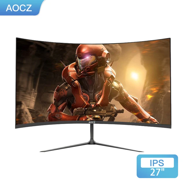 AOCZ 27 Inch Curved Monitor 75Hz Desktop PC FHD Computer Display Gaming IPS Panel Screen LED 1080P HDMI Compatible VGA