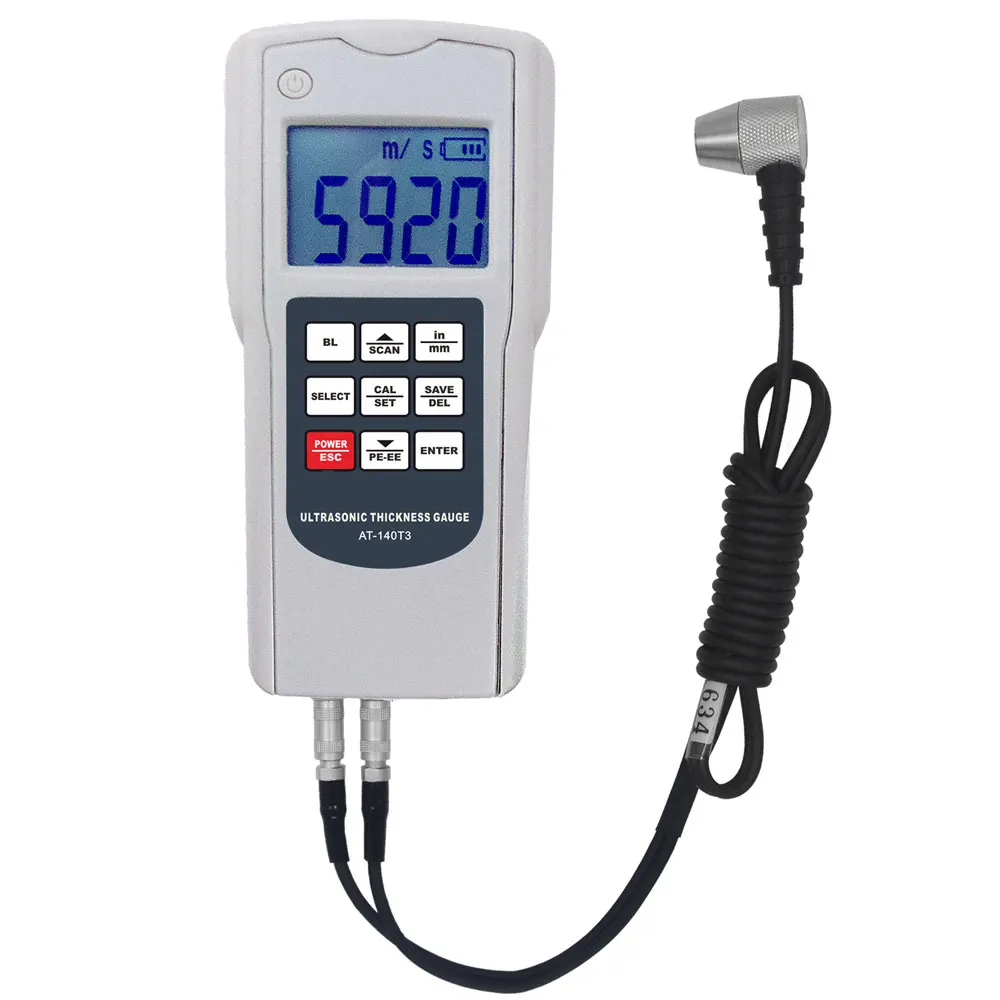 

Digital display ultrasonic thickness gauge LCD AT-140T3 with backlight range 1.00mm to 300mm Thickness measurement