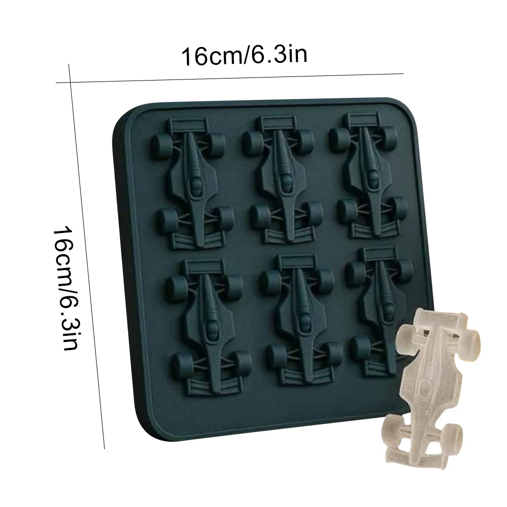 Formula 3D Racing Car Silicone Molds with 6-Cavity DIY Baking Tool Car Silicone Ice Cube for Chocolate Cakes Desserts Jelly