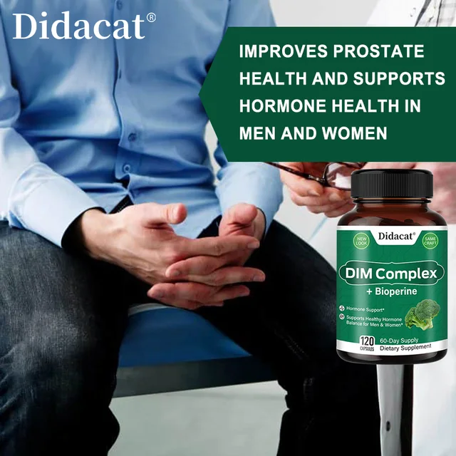 9112-3034a7.jpg DIM Complex, Black Pepper Extract, Prostate Health Support, Balances Male and Female Hormone Levels, 120 Capsules