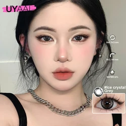 1 Pair Big Eye Colored Contact Lenses - Natural Brown & Korean Green Pupil Enhancement (Ice crystal Grey)