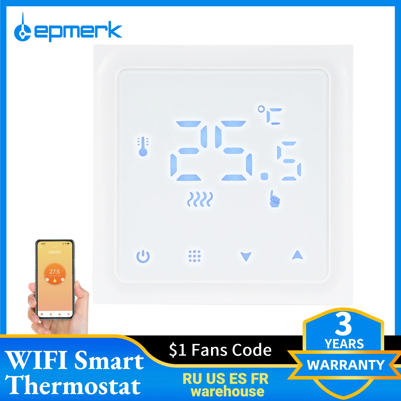 LCD Touchscreen Thermostat Programmable Electric Heating System WIFI Smart Temperature Controller for Home School Office Hotel