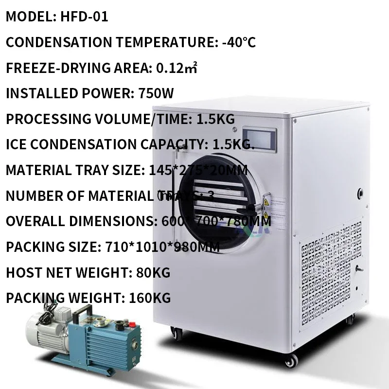 4-6kg/Batch Vacuum Fruit Freeze Drying Dried Machines For Candy Mini Vegetables Lyophilizer Food Freezer Dryer 5trays 3
