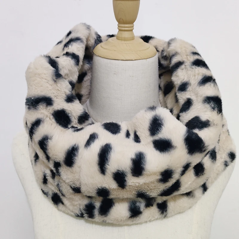 Animal Faux Fur Thick Fluffy Warm Winter Collar Scarf Leopard