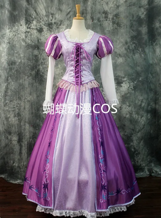 

Cosplaydiy Long Hair Princess Purple Dress Rapunzel Cosplay Costume Adult Women Elegant Dress Halloween Carnival Party Girl gift