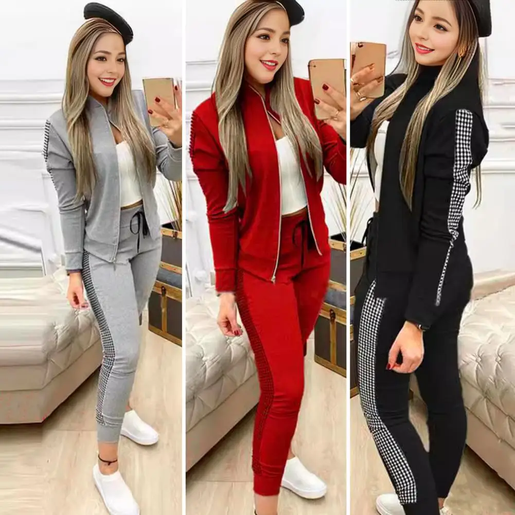 Women Tracksuit Stylish Women's Turtleneck Tracksuit Set Dot Print Sweatshirt Drawstring Pants Slim Fit Sports for Gym for Women 1