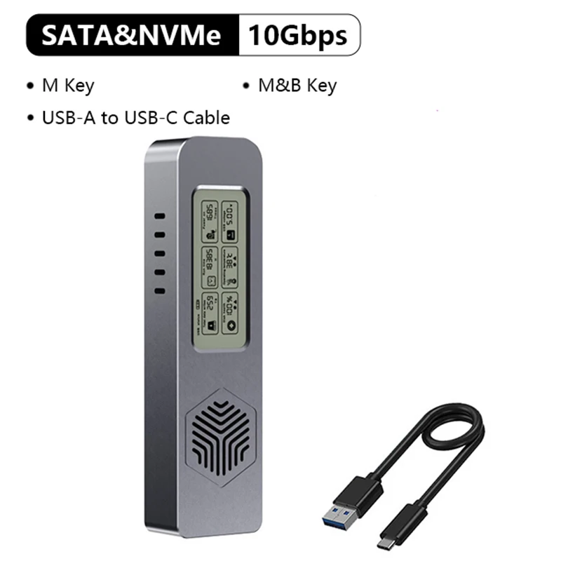 UTHAI M24 스마트 모바일 SSD 디스플레이 박스 듀얼 프로토콜 NVMe/SATA 외장 하드 디스크 Type-C 3.2 데이터 전송용