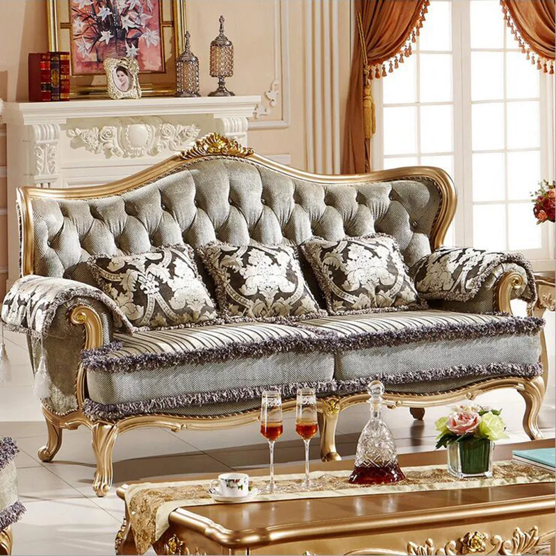 High Quality European Antique Living Room Sofa Furniture Genuine