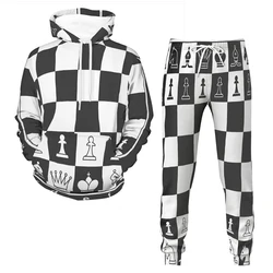Chess 3D Printed Men's Tracksuit Sets Casual Hoodie + Pants 2pcs Sets Oversized Pullover Streetwear Spring Autumn Man Clothing