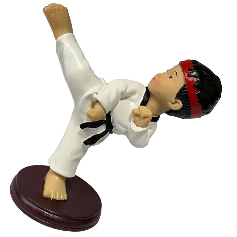 

Miniature Resin Boy with Taekwondo Ornament Sculpture Cake Decor Boys Christmas Decorations
