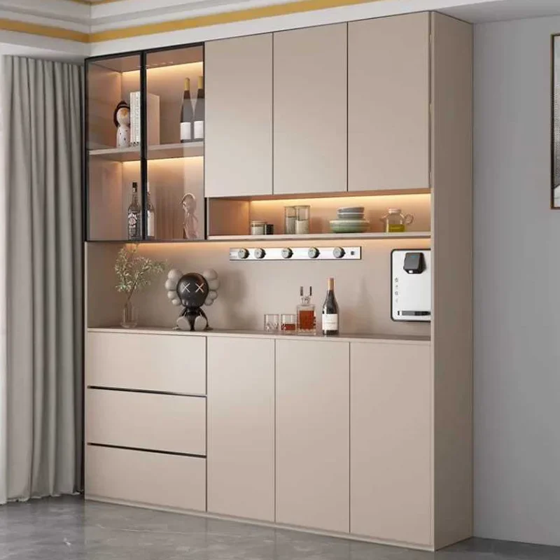 Armadietto da cucina Credenze Armadietto alto con ante in vetro e cassetto Armadietto per il vino Dispensa Hunch con ripiani Isola della cucina - immagine 2
