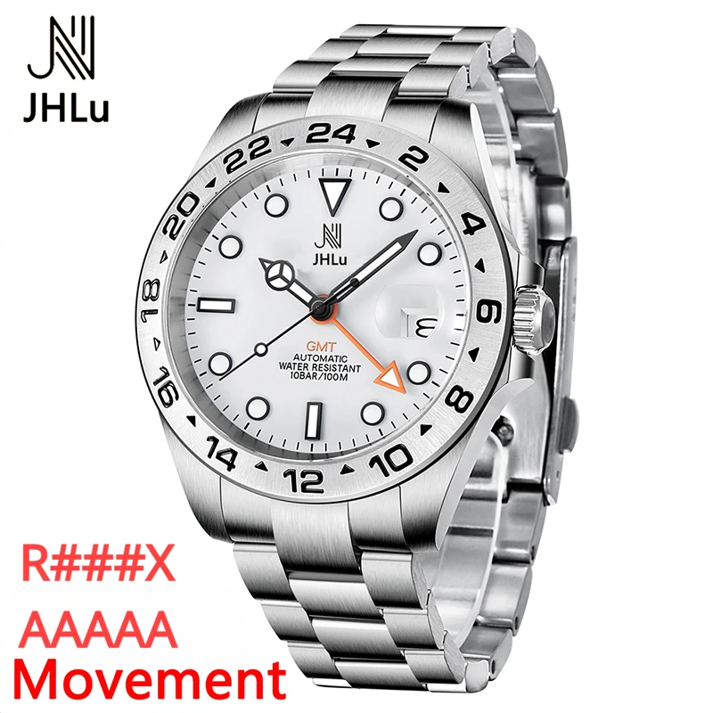 JHLU 디자인 남성용 자동 기계식 시계, GMT 시계, 사파이어 스테인리스 스틸 방수 NH35A Reloj Hombre, 42mm, 2023 신제품