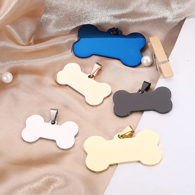 

5 pcs Set of Stainless Steel Pendants, Laser CNC Marking Engraved Cat Dog ID Tags,Titanium Steel Logo Engraved Pet Name