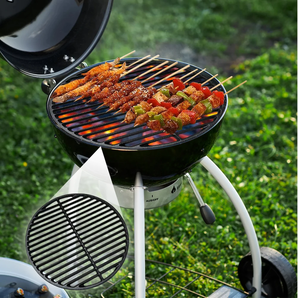 14.6 Inch Cast Iron Cooking Grate Round Barbecue Grilling Grate Cooking Grid Charcoal Fire Grate for Cmping Travel