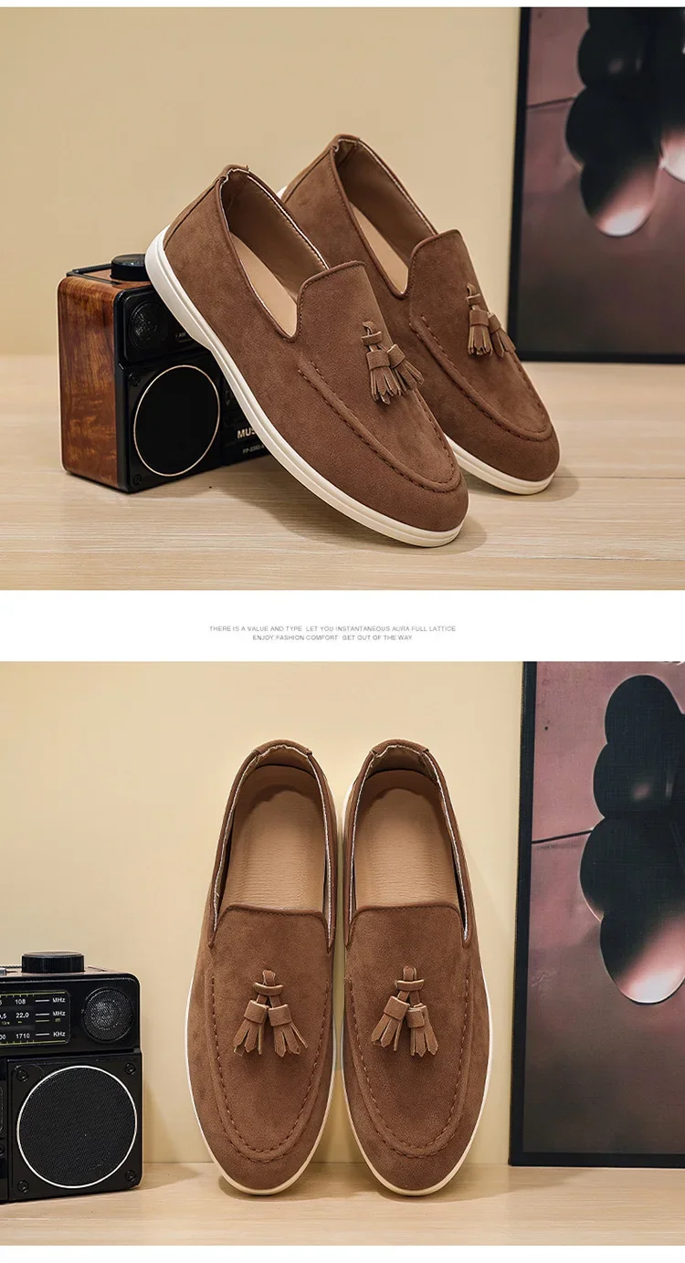 Unisex Leichte Flache Quasten-Freizeitschuhe Modische Vielseitige Übergrößen Herrenschuhe Business Casual Slip-On Loafer – Detail 14