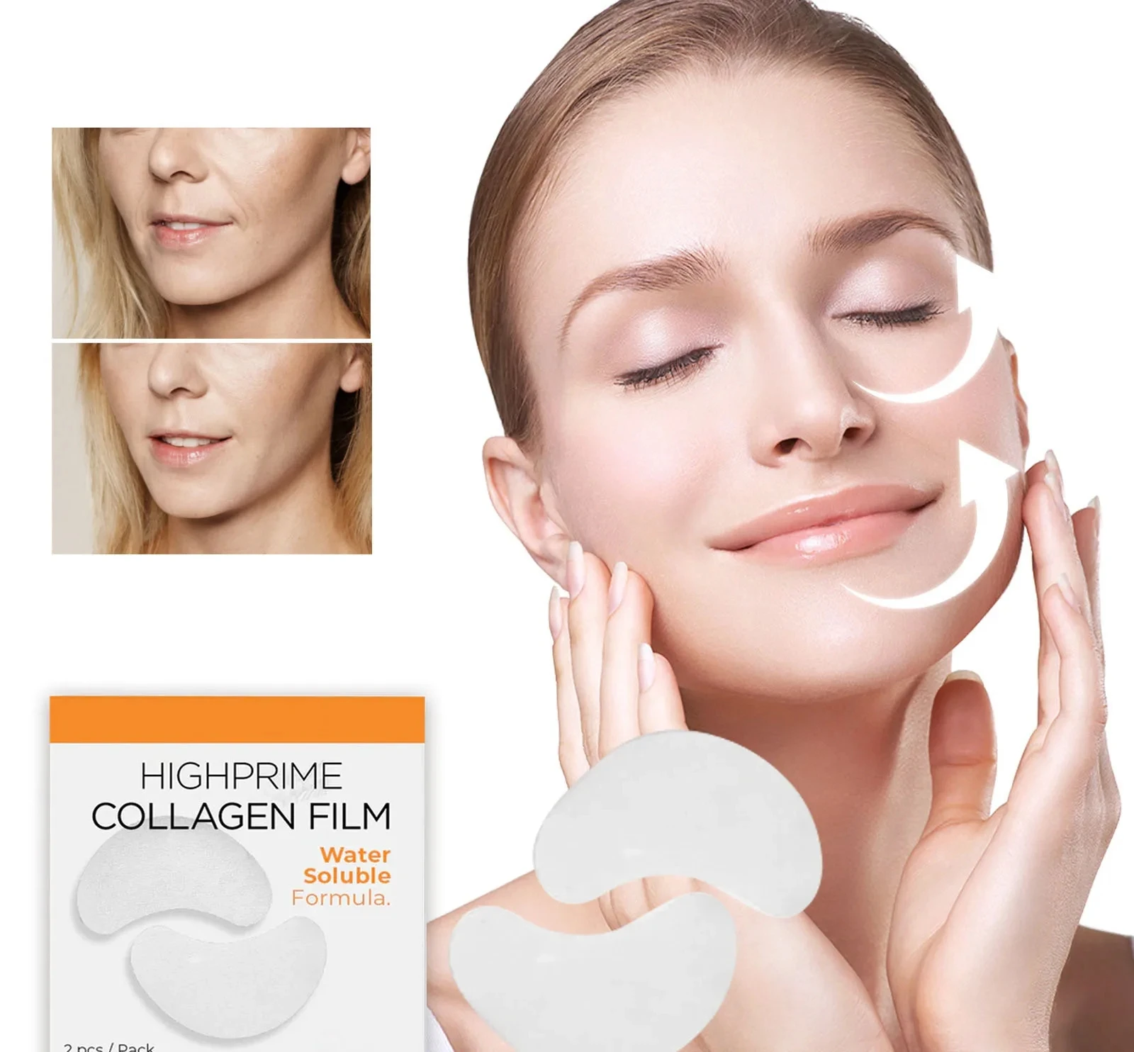 

2Pcs Collagen Soluble Film Eye Zone Mask Vitamin Patches Hyaluronic Acid Moisturizing Firming Face Dark Circles Korean Cosmetic