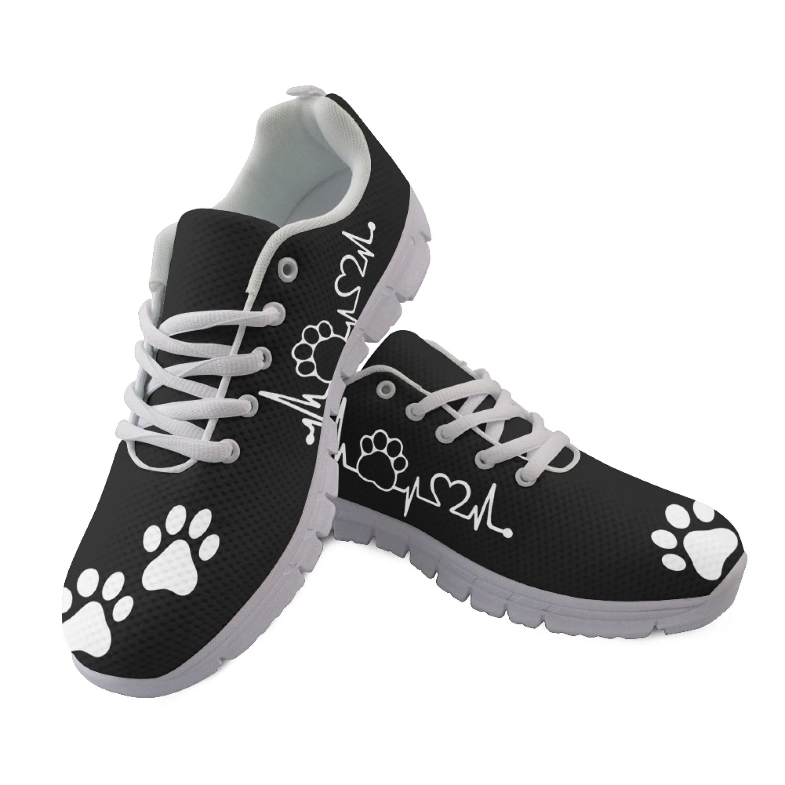 

Luxury designer shoes For Women Fashion Pets Dogs Footprints Paw Heart Love Heartbeat Print Woman Flats Ladies Casual Sneaker