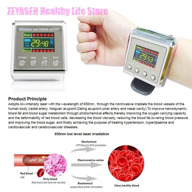 Household Laser Physiotherapy Wrist Diode Lllt Laser Therapy Diabetic Wrist Watch For Diabetes Hypertension Sinusitis Treatment